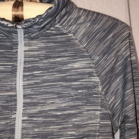 Champion S Active Full Zip Mock Neck Fitted Gray White Heathered Sweatshirt - Picture 9 of 14